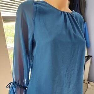 Chic Blue Sheer Blouse